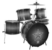 Bateria Infantil Acústica Star Kids Preta Luen O F E R T A