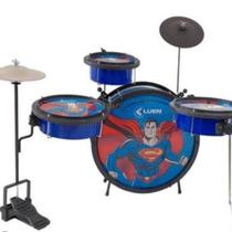 Bateria Infantil Azul Superman Heroes - Luen - Design Divertido Para Crianças de 3 a 10 Anos