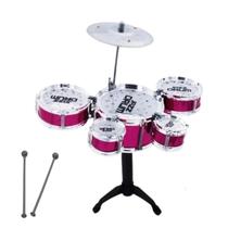 Bateria Infantil Brinquedo Musical Criança Mini Instrumento Completa BW038AZ Menina Vermelho Importway