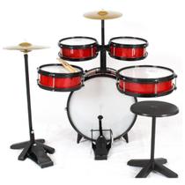 Bateria Infantil C/ Chimbal Profissional Musical Mdf 72cm Vermelha