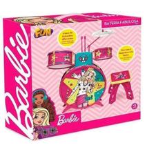 Bateria Infantil com Banquinho Barbie Fabulosa FUN