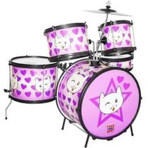 Bateria Infantil Completa Bumbo 14 Star Kids Cat Rosa Luen