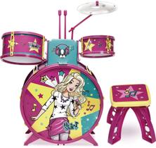 Bateria Infantil Fabulosa Barbie Com Banquinho - Fun