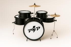 Bateria Infantil Luen Pop 5 Peças Completa Preta Musicalidade e Diversão para Crianças