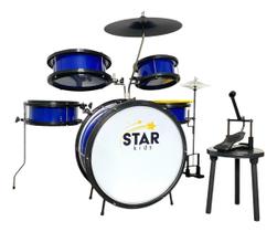Bateria Infantil Luen STAR Kids Brinquedos Azul