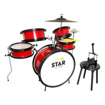 Bateria Infantil Luen STAR Kids Brinquedos Vermelha