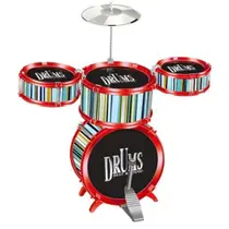Bateria Infantil Musical 3 Tambores Meu Ritmo Jazz Drum Sky Sound Well Kids - Vermelho