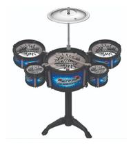 Bateria Infantil Musical Azul Mini Art Brink 8 Peças