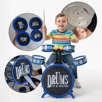 Bateria Infantil Musical Brinquedo Completo Com Baquetas Tambores Banco e Prato