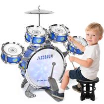 Bateria Infantil MusicForset com Banquinho para Crianças de 2 a 5 Anos Bateria Infantil MusicForset com Banquinho para Crianças de 2 a 5 Anos