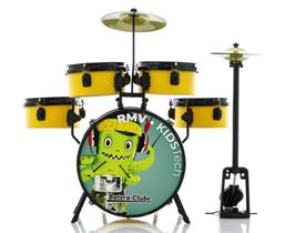 Bateria Infantil RMV Kids Tech Completa Amarela com Pratos, Banco e Baquetas by Batera Clube - RMV Drums