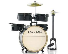 Bateria infantil rmv pbnc14018 rock kids aro de madeira com chimbal preto