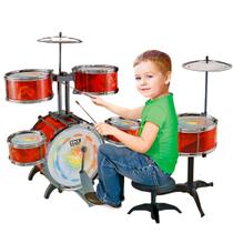 Bateria Infantil Rock Baby 6 Tons Chimbal Banqueta Completo - Mila Toys