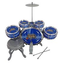 Bateria Infantil Rock Party Com Banquinho 6066 - Dm Toys Bateria Infantil Rock Party Com Banquinho 6066 - Dm Toys