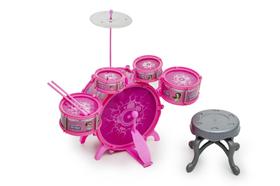 Bateria Infantil Rock Party Com Banquinho Banqueta Dourada - Bhstore