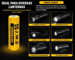 Bateria JWS 18650 Recarregável 15800mAh 3.7V Proteção 4.2V 2.7V
