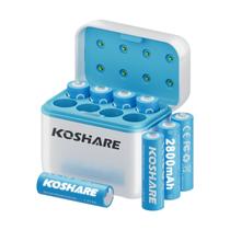 Bateria KOSHARE 2800mAh AA NiMH, pacote com 8 unidades com carregador