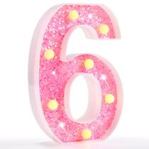 Bateria LED rosa Pooqla Marquee Number Light de 23 cm