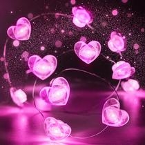 Bateria LED String Lights EXF 3m Pink Heart Op Waterproof