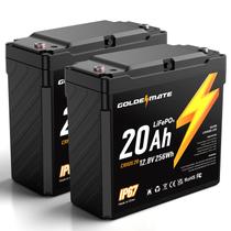 Bateria LiFePO4 GOLDENMATE 12V 20Ah (2 pacotes) IP67 à prova d'água Bateria LiFePO4 GOLDENMATE 12V 20Ah (2 pacotes) IP67 à prova d'água