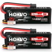 Bateria Lipo HOOVO 7,4 V 6200 mAh 70 C 2S com plugue Traxas (2 pacotes)
