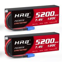Bateria Lipo HRB 2S 5200mAh 7,4V 120C com plugue EC5 (pacote com 2) Bateria Lipo HRB 2S 5200mAh 7,4V 120C com plugue EC5 (pacote com 2)