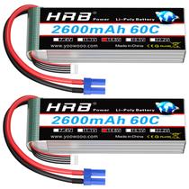 Bateria Lipo HRB 4S 2600mAh 14,8V 60C com plugue EC3 (2 pacotes)