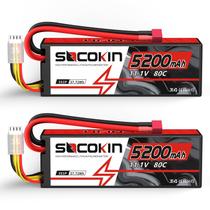 Bateria Lipo Socokin 3S 11,1 V 5200 mAh 80 C com estojo rígido (pacote com 2)