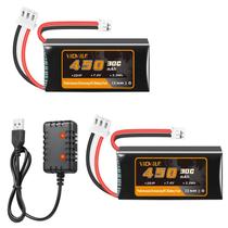 Bateria Lipo VICMILE 450mAh 7,4V 2S 30C com carregador USB 1 a 2