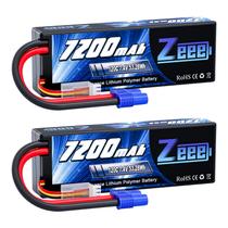 Bateria Lipo Zeee 7200mAh 7,4V 120C com conector EC3 2S 1/10
