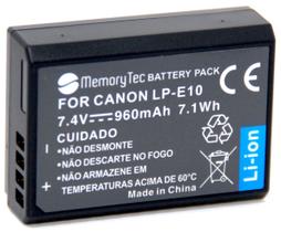 Bateria LP-E10 960mAh para câmera digital e filmadora Canon EOS Digital SLR 1100D, Rebel T3, KISS Digital X50
