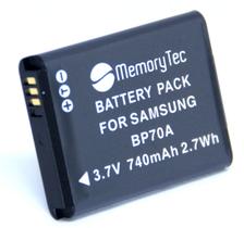 Bateria MemoryTec BP70A compatível com Samsung ES65, ES70, PL100, PL120, ST65, ST70, ST100, ST150F, DV150F, WB30F