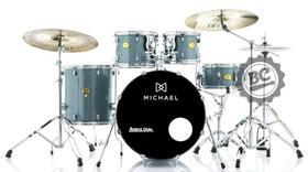 Bateria Michael Legacy Sparkle Marine SMB 22,10,12,16 com Ferragens Duplas, 2 Estantes, Banco Bateria Michael Legacy Sparkle Marine SMB 22,10,12,16 com Ferragens Duplas, 2 Estantes, Banco