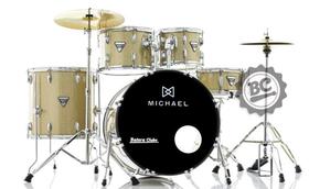 Bateria Michael Trinity Gold Bright DMT222GT com Bumbo 22,10,12,16 c/ Ferragens, Pratos e Banco Bateria Michael Trinity Gold Bright DMT222GT com Bumbo 22,10,12,16 c/ Ferragens, Pratos e Banco
