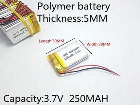 Bateria Mp3 Mp4 Mp5 3,7v 250mah 5mm X 20mm X 30mm ,