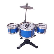 Bateria musical 3 tambores 1 prato azul jazz drum meu ritmo