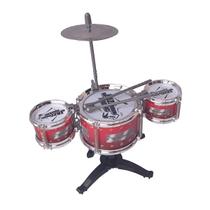 Bateria musical 3 tambores 1 prato vermelho -- jazz drum