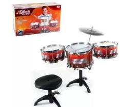 Bateria Musical Infantil com 3 tambores+ Banqueta . - toys king