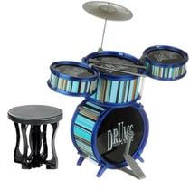 Bateria Musical Infantil Jazz Drum Rock Brinquedo Com Banco