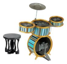 Bateria Musical Infantil Jazz Drum Rock Brinquedo Com Banco