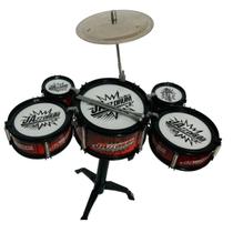 Bateria Musical Infantil Mini Jazz Drum Tambor Baquetas Prato Brinquedo Educacional