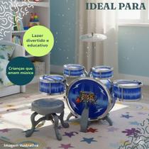 Bateria Musical Infantil Rock Party Completa Com Banquinho