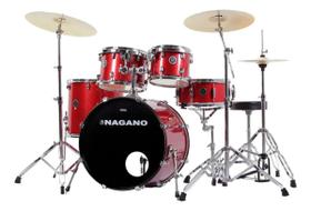 Bateria nagano garage fusion - wine sparkle - bumbo 20 - ferragens e banco