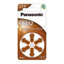Bateria Panasonic Zinc Air PR-312BR/300 Para Aparelho Auditivo Embalagem com 6 unidades