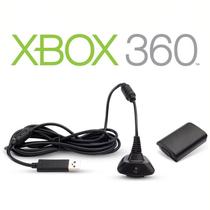 Bateria Para Controle Xbox 360 Com Cabo E Carregador Preto - RPC