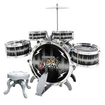 Bateria Para Criança Musical Infantil Com Pedal E Banco Rock - DM Toys