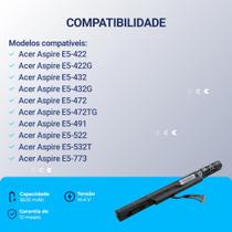 Bateria para notebook compatível com Acer Part Number AL15A32 (4ICR17/65) 2000 mAh Bateria para notebook compatível com Acer Part Number AL15A32 (4ICR17/65) 2000 mAh