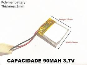 Bateria Pequena 3mm X 20mm X 20mm 3,7v 2 Fios -