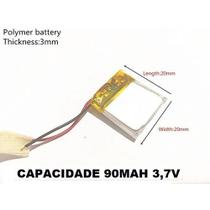 Bateria Pequena 3mm X 20mm X 20mm 3,7v 2 Fios -