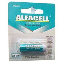 Bateria Pilha Alfacell A27 12V Alcalina - Cartela com 1 Unidade - Alarme Controle de Portão